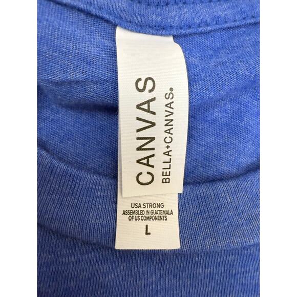 "The Social Influencers" Top women size large Bella Canvas blue short sleeve - Picture 3 of 5